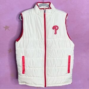 PHILLIES MOTHER’S APPRECIATION DAY PUFFER JACKET VEST LARGE CREAM RED 05/04/25